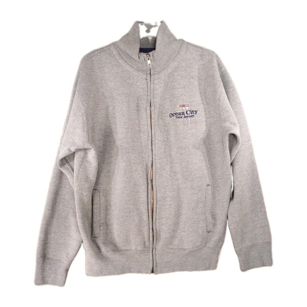 Ragwear Ocean City New Jersey Hoodie XL Gray Full Zip Sweatshirt Logo Cotton